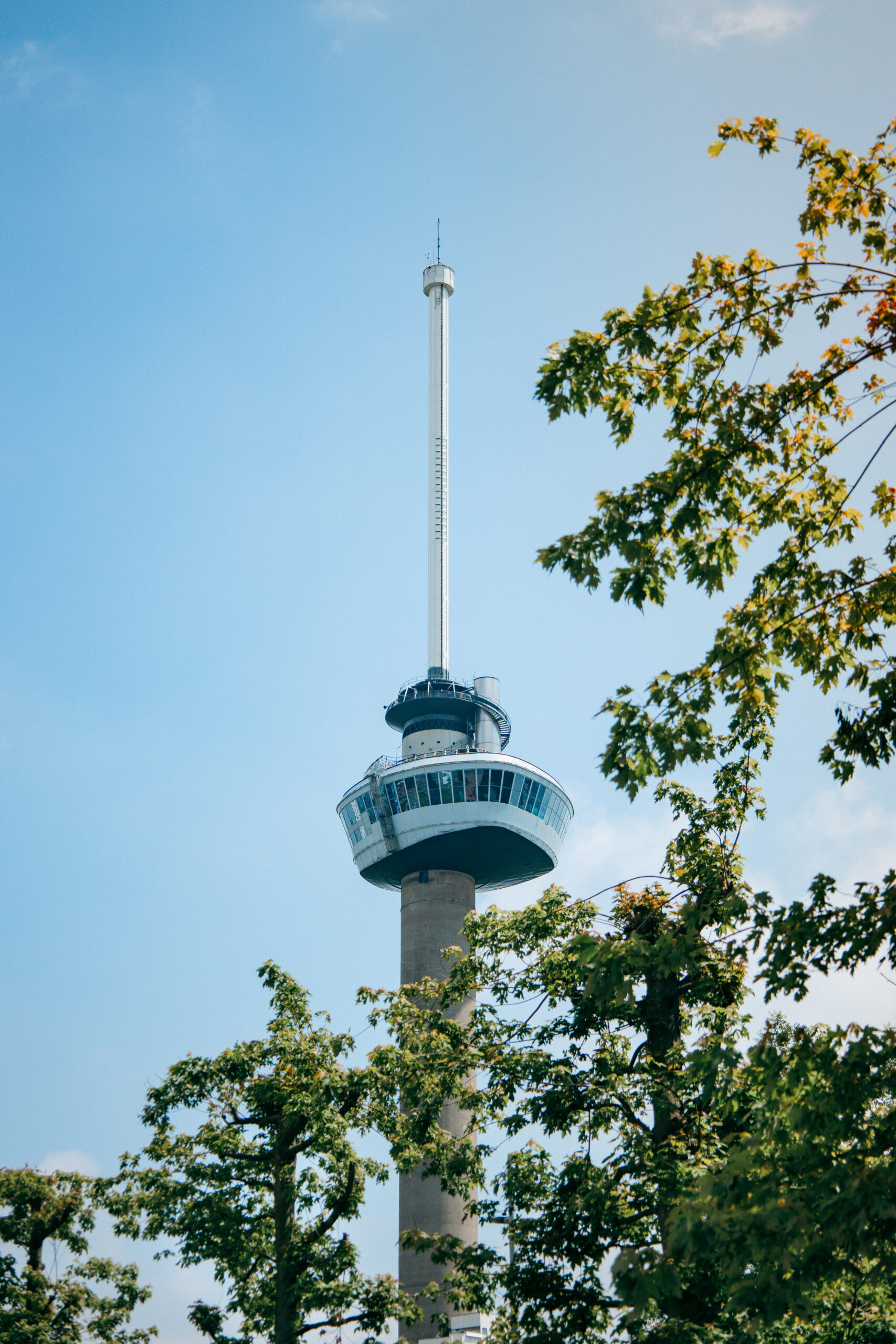 Euromast in Rotterdam zwischen Bäumen